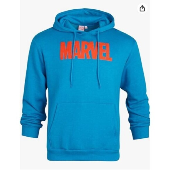 Marvel Sweatshirt Legendary Superheroes Hoodie Mens L Blue Red - Picture 1 of 10